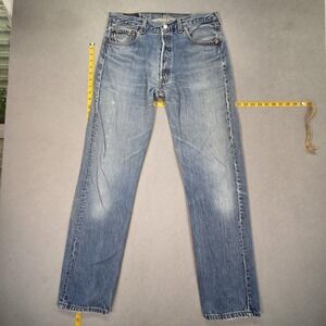 Vintage Levis 501 Jeans Mens Light Wash Straight Button Fly USA 90s Fits 34x32